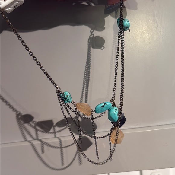Turquoise and Black Stone Necklace - Picture 2 of 3